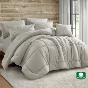 light gray 100% cotton comforter set king size 7 pieces