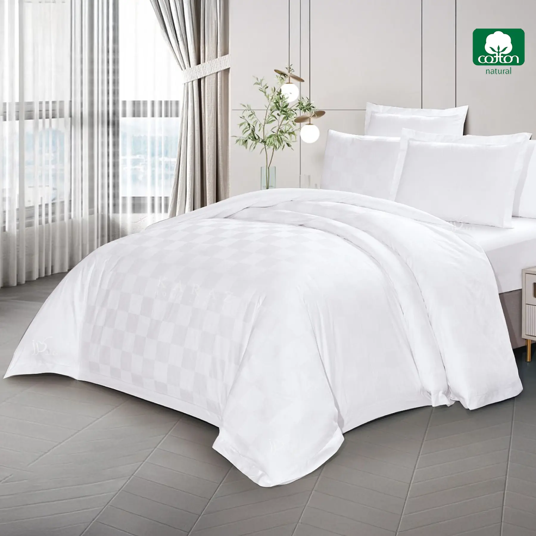 Jacob white 100% cotton comforter set king size 7 pieces