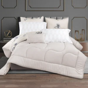 greige bergamo Lyocell comforter set king size 7 pieces