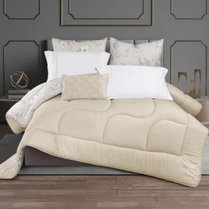 beige bergamo Lyocell comforter set king size 7 pieces