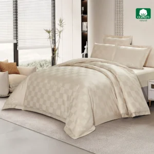 Jacob beige 100% cotton comforter set king size 7 pieces