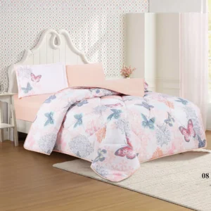 mood printed comforter set twin size 4 pieces peach