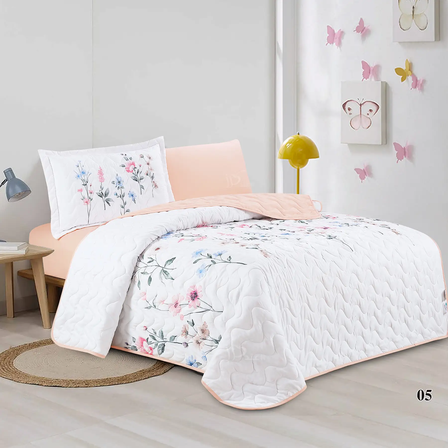 mood printed bedspread set twin size 4 pieces peach