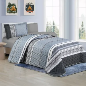 mood printed bedspread set twin size 4 pieces gray