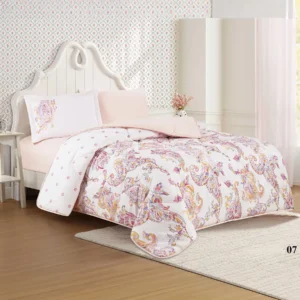mood printed comforter set twin size 4 pieces peach