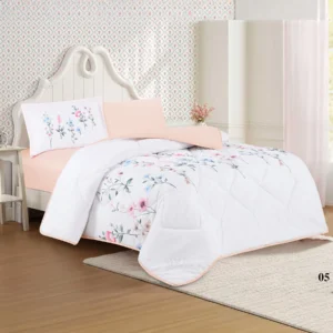 mood printed comforter set twin size 4 pieces peach