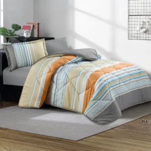 mood printed comforter set twin size 4 pieces gray and orange