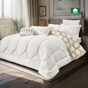 white reversible 100% cotton comforter set king size 7 pieces