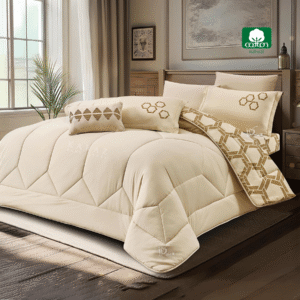 beige reversible 100% cotton comforter set king size 7 pieces