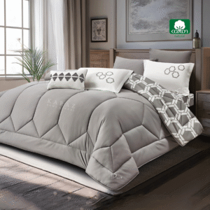 gray reversible 100% cotton comforter set king size 7 pieces