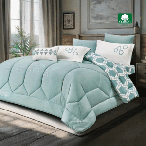 turquoise reversible 100% cotton comforter set king size 7 pieces
