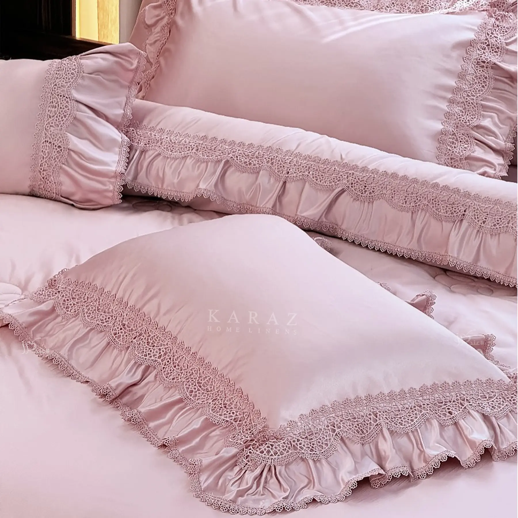 somo Lusso satin comforter set king size 7 pieces details