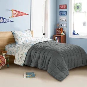 Romario reversible bedspread set twin size 3 pieces light gray