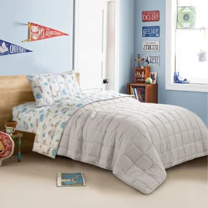 Romario reversible bedspread set twin size 3 pieces light gray