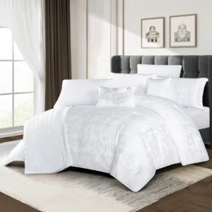 Bana comforter set king size 9 pieces White