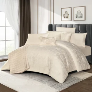 Bana comforter set king size 9 pieces Light Beige