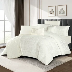 Bana comforter set king size 9 pieces Soft White