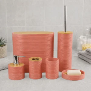 Bath Accessories 6 Pcs/Set , Peach