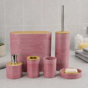 Bath Accessories 6 Pcs/Set, Pink