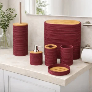 Bath Accessories 6 Pcs/Set , Burgundy