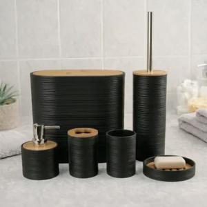 Bath Accessories 6 Pcs/Set, Black