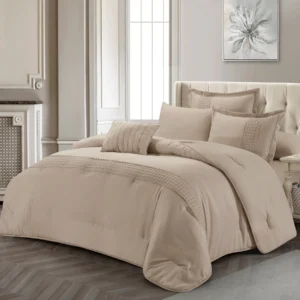 lacaro comforter set king size 6 pieces kaki