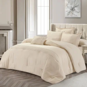 lacaro comforter set king size 6 pieces beige