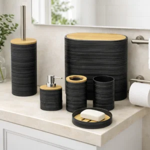 Bath Accessories 6 Pcs/Set black