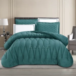 King Size Winter Comforter Set 6 PCS,Dark Green
