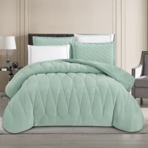 King Size Winter Comforter Set 6 PCS ,Mint pastel green