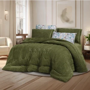 King Size Winter Comforter Set 6 PCS,Olive Green