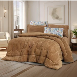 King Size Winter Comforter Set 6 PCS ,Honey Beige