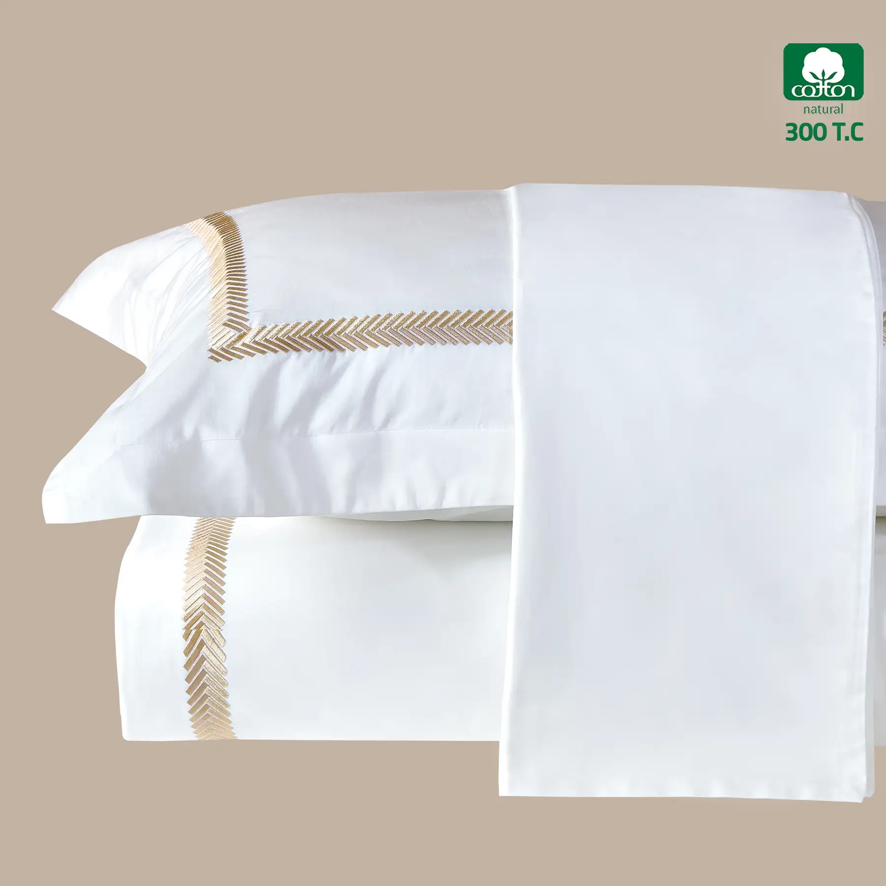 SIESTA Duvet Cover Super King Size 6 PCS Set 300 TC , Gold - Image 2