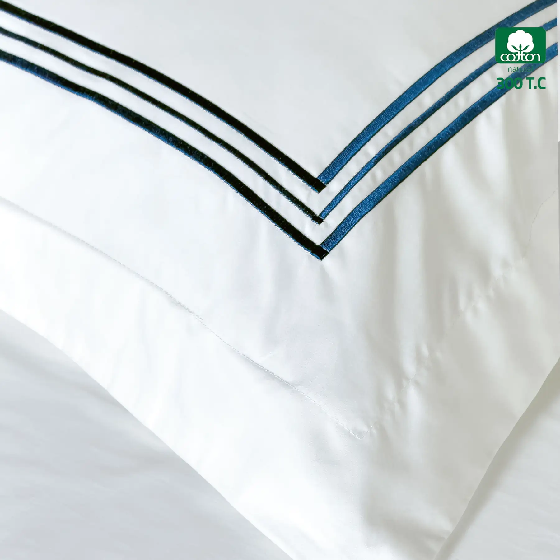 SIESTA Duvet Cover Super King Size 6 PCS Set 300 TC , Navy Blue - Image 3