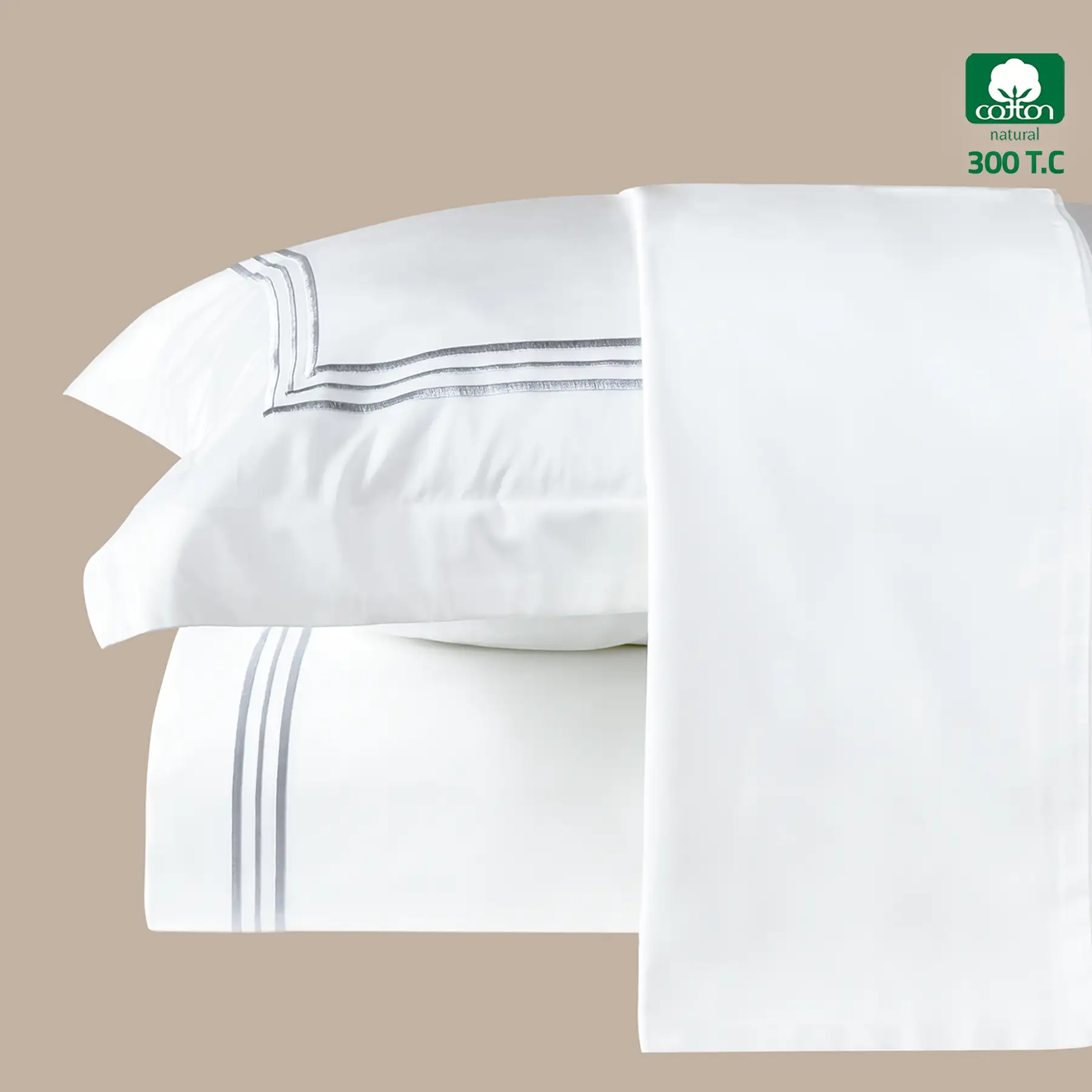 SIESTA Duvet Cover Super King Size 6 PCS Set 300 TC , Silver - Image 2