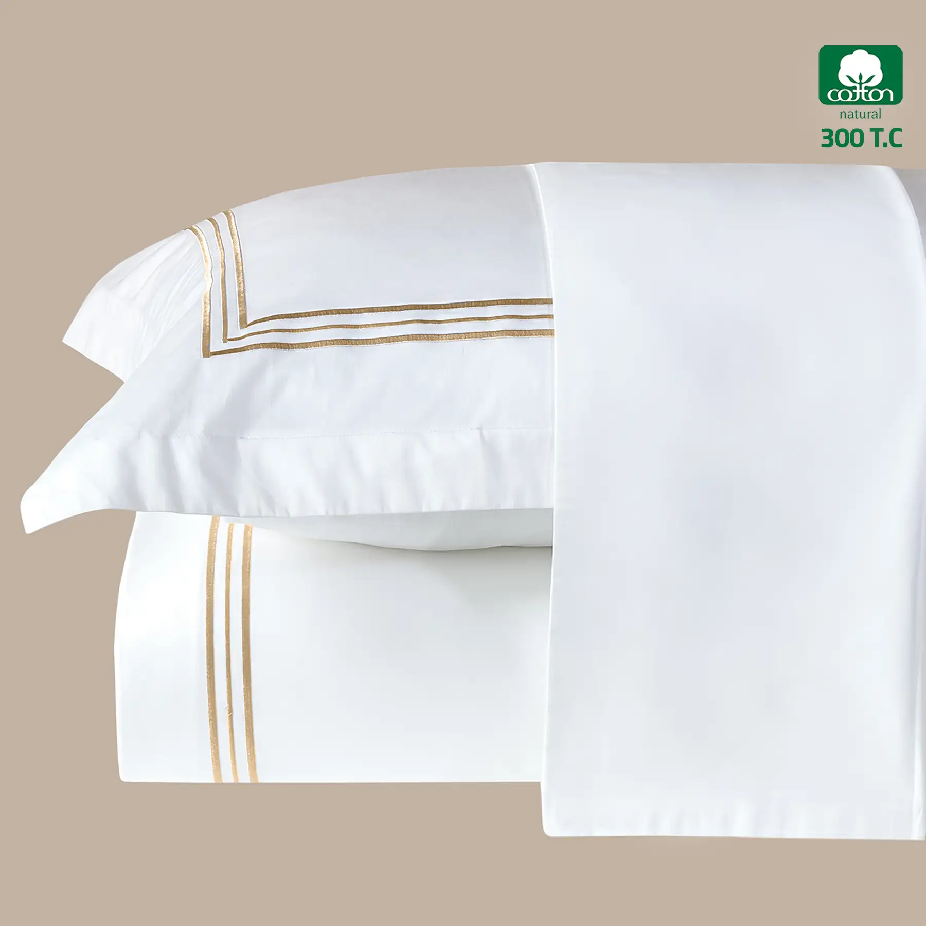 SIESTA Duvet Cover Super King Size 6 PCS Set 300 TC , Gold - Image 3