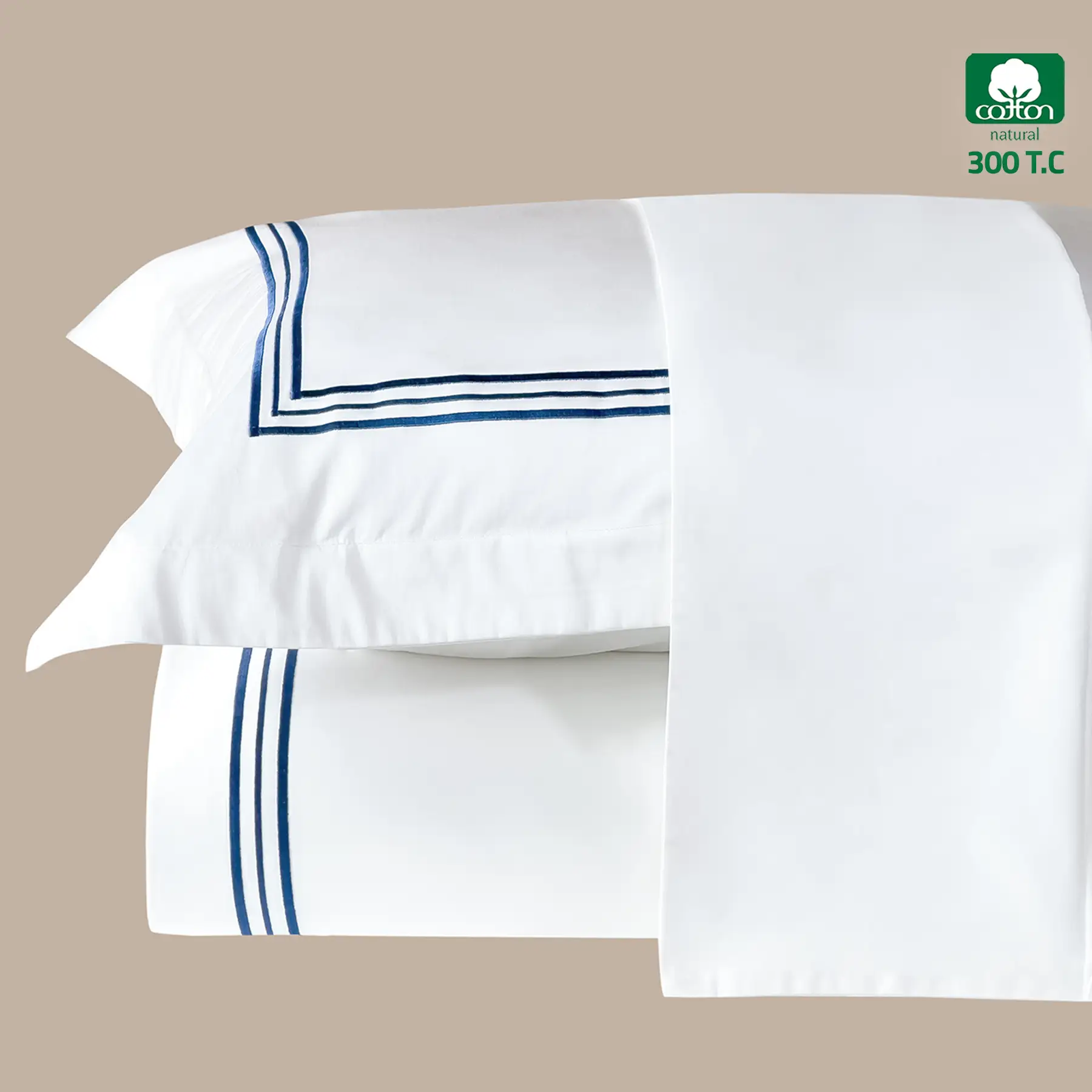 SIESTA Duvet Cover Super King Size 6 PCS Set 300 TC , Navy Blue - Image 2