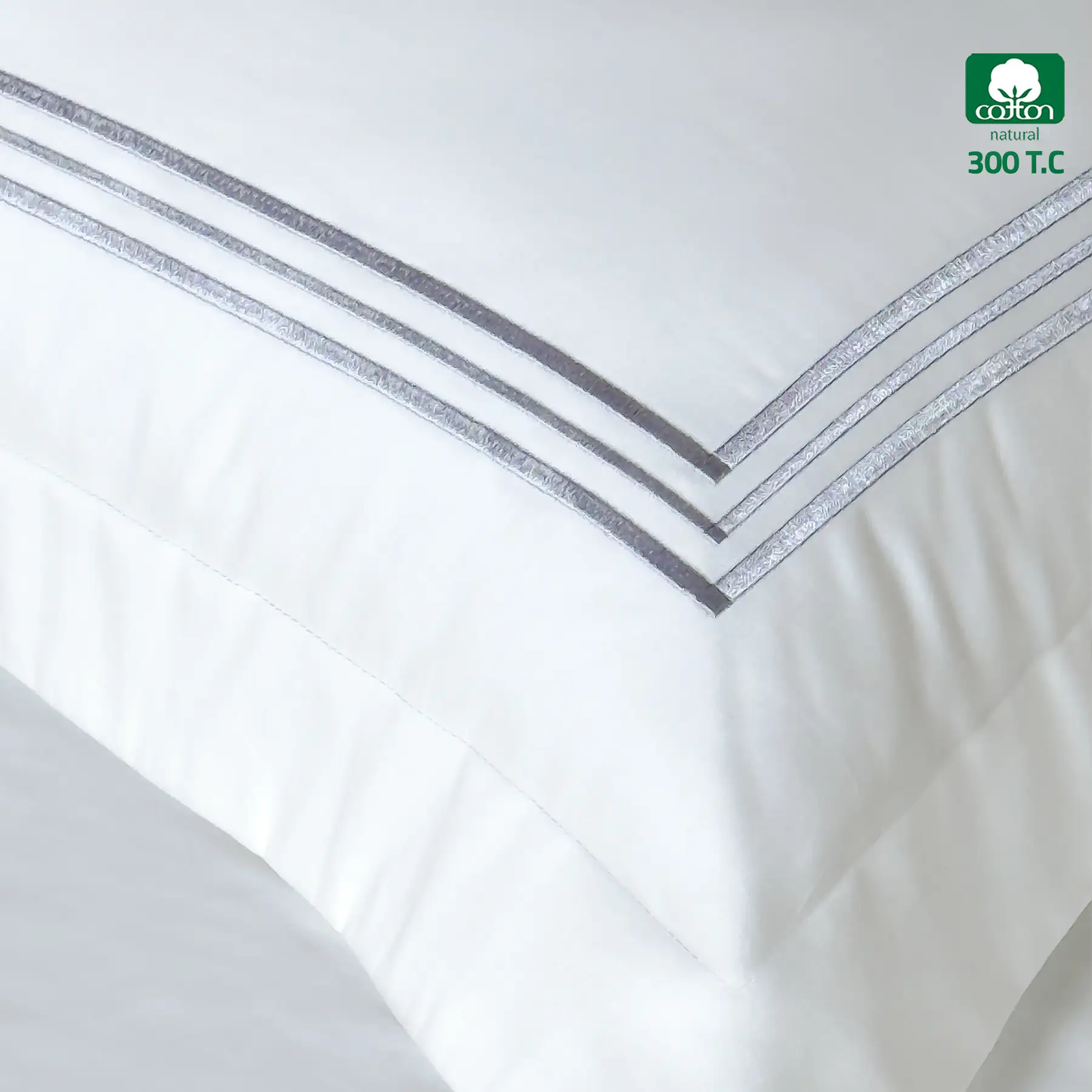 SIESTA Duvet Cover Super King Size 6 PCS Set 300 TC , Silver - Image 3