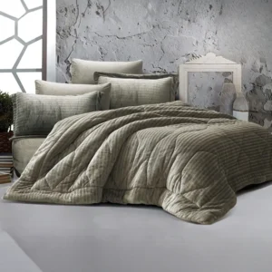 King Size Winter Comforter Set 6 PCS,Olive Green