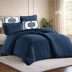 King Size Winter Comforter Set 6 PCS , Navy blue