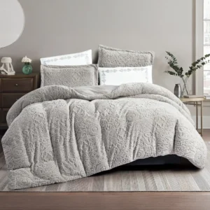 King Size Winter Comforter Set 6 PCS,Light Gray