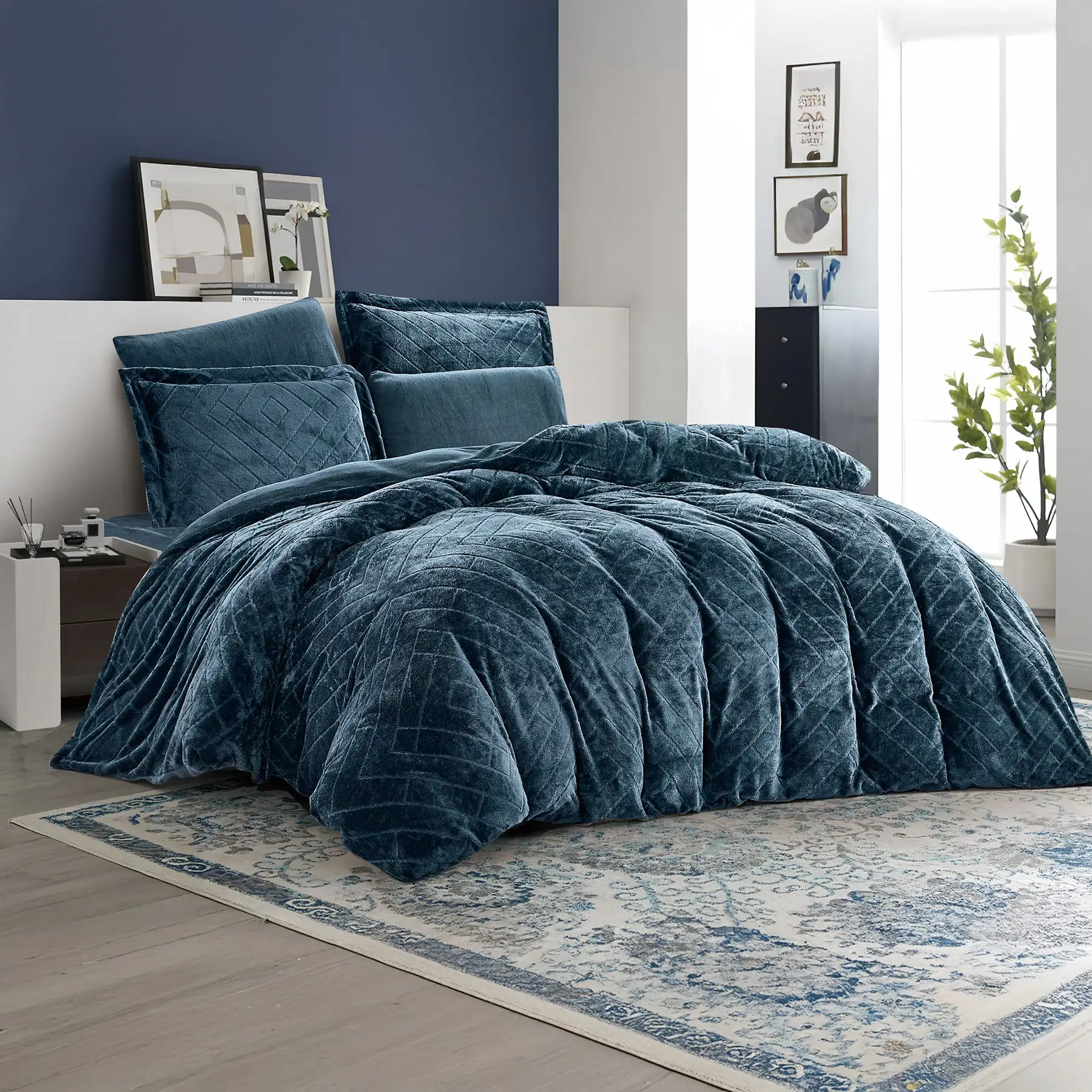 King Size Winter Comforter Set 6 PCS, Blue