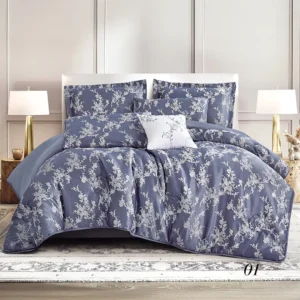 King Size Summer Comforter Set 7 PCS, Dusty Blue