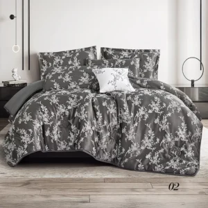 King Size Summer Comforter Set 7 PCS, Dark Gray