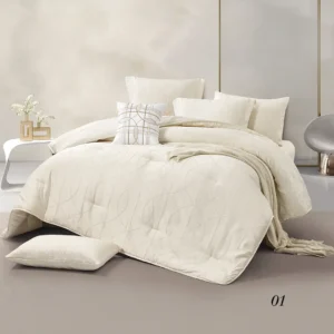 King Size Summer Comforter Set 7 PCS, Off White