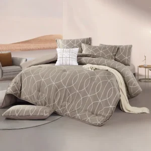 King Size Summer Comforter Set 7 PCS, Greige
