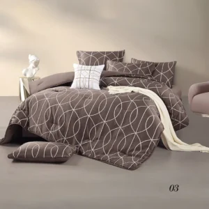 King Size Summer Comforter Set 7 PCS, Brown