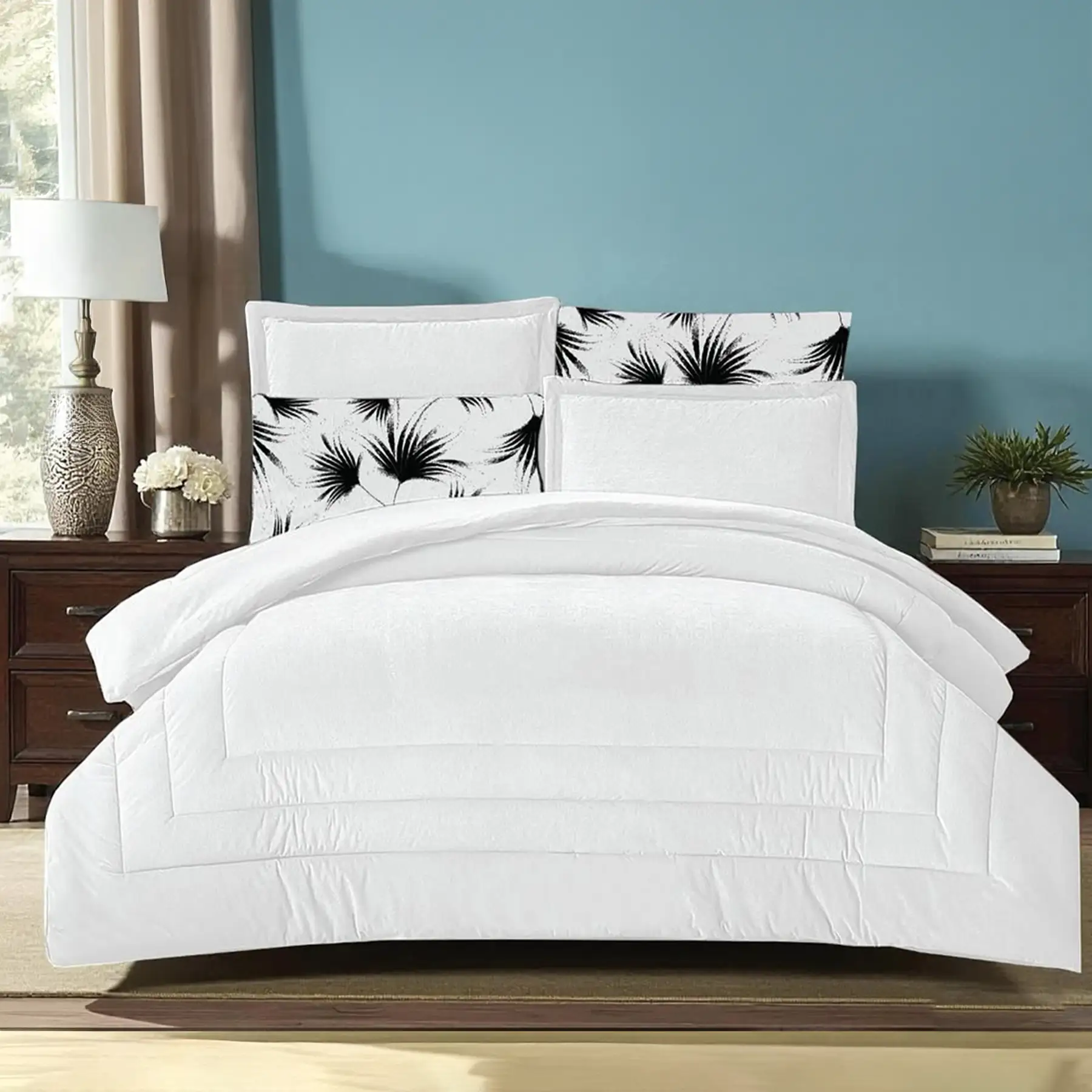King Size Winter Comforter Set 6 PCS , White