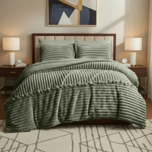 King Size Winter Comforter Set 6 PCS , Dusty Green