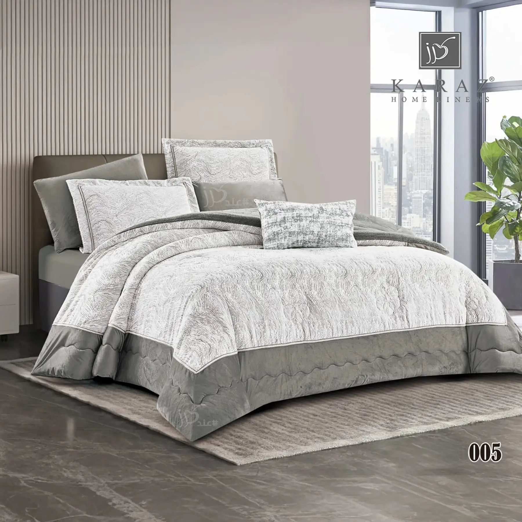King Size Winter Comforter Set 7 PCS, Grey